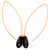 Load image into Gallery viewer, Gold and Onyx Dangle Earrings
