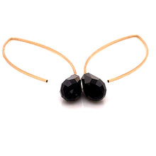 Load image into Gallery viewer, Gold and Onyx Dangle Earrings